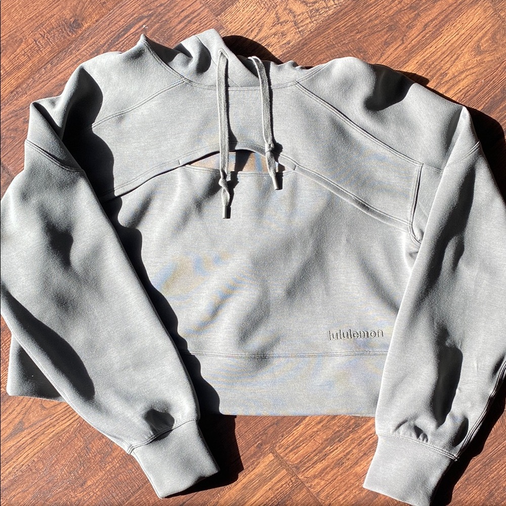 Lululemon Grey Sage Get Centred Crop Hoodie